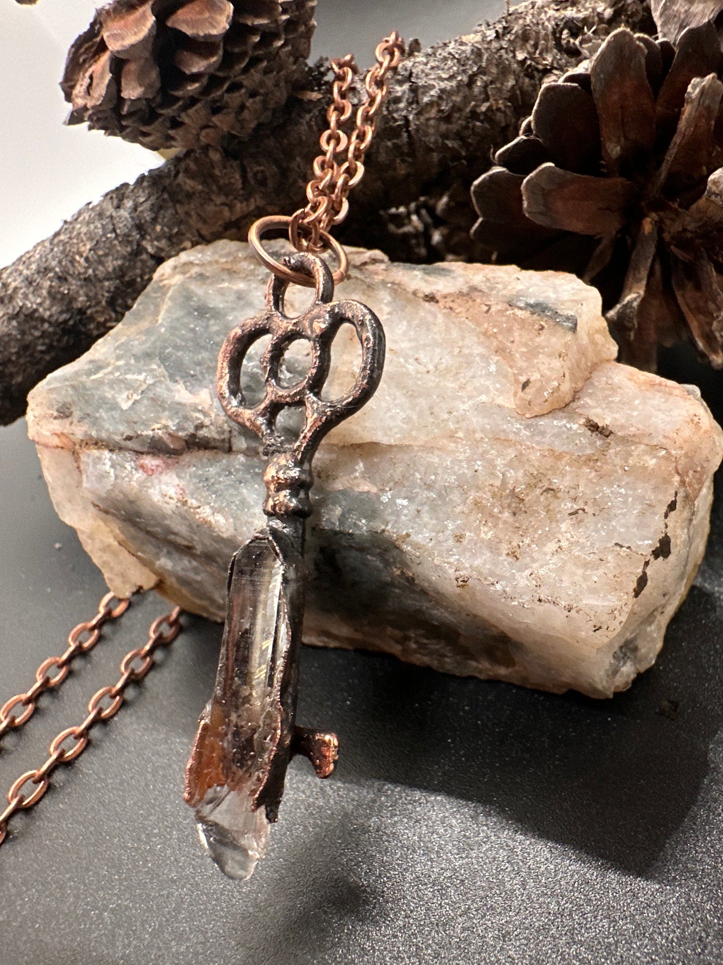 Electroformed Key With Quartz Crystal